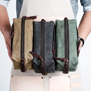Bolsa de Aseo de Lona y Cuero, Impermeable, Organizador de Viaje, Neceser de Cosméticos, Bolsa de Viaje de Gran Capacidad LCTB-0073 - Product Image 1