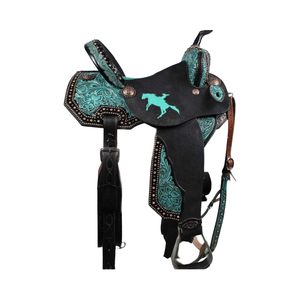 Silla de Montar Táctica Turquesa Estilo Western, Silla de Vaquero del Salvaje Oeste, Asiento de Gamuza Turquesa para Senderismo y Deportes Ecuestres - Product Image 1