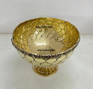 Tazón para servir ensalada con diseño decorativo impreso y grabado a mano, para catering, tazón para mezclar ensalada, tazón de latón para almacenar frutas. - Product Image 3