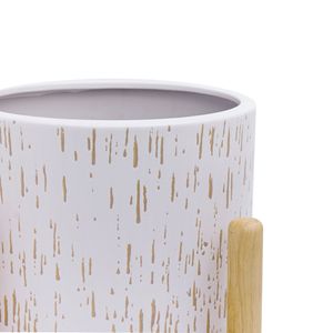 Set Moderno di Supporti per Piante in Ceramica e Legno, 6"D X 5.5"H, Bianco, Ecologico, Vaso da 3 Galloni - Product Image 5