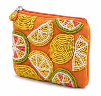 Polsbandje met kralen en fruitpatroon, Boheemse ritssluiting voor dames, oranje handgemaakte portemonnee voor dagelijks gebruik