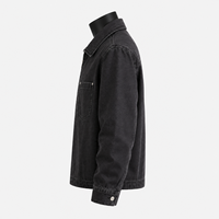 Veste de travail en jean noir sur mesure pour hommes, veste en jean zippée en coton, fabricant OEM ODM, marque privée