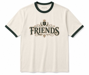 Camiseta de manga corta color crema para hombre con ribete en contraste y diseño de logotipo frontal, corte regular, estilo casual con logotipo personalizado - Product Image 1