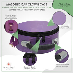 Purple Lightweight Masonic Crown Cap Case with Zipper Closure Durable Imitation <b>Leather</b> Customizable <b>Soft</b> Carry <b>Bag</b> - Product Image 4