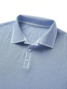 Camiseta informal de estilo europeo y americano para hombre, con colores en contraste, cuello vuelto y botones, manga corta, verano - Product Image 6