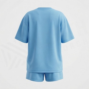 2 Piece High Quality Formal Solid Above Knee Home Wear Suit Short Sleeve T Shirt and Shorts <b>Twin</b> <b>Set</b> for Women - Product Image 2