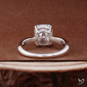 2 carat elongated <b>cushion</b> cut lab grown diamond <b>ring</b> pinched shank solitaire in 10K white gold elegant engagement <b>ring</b> - Product Image 3