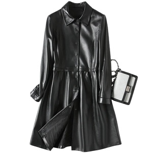 En Stock décontracté en cuir véritable veste femmes véritable peau de mouton manteau longue Trench femme printemps automne vestes femmes - Product Image 1