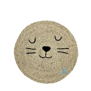 New Arrival Adorable Baby <b>Rug</b> Natural Seagrass Water Hyacinth Woven Handmade Cute Face Nursery Kids Room Home Decor - Product Image 5