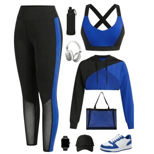Ensemble décontracté 4 pièces en spandex pour femme, personnalisable avec logo, dernière collection 2026, veste zippée d'entraînement à manches longues, tenue de yoga pour femme - Product Image 3