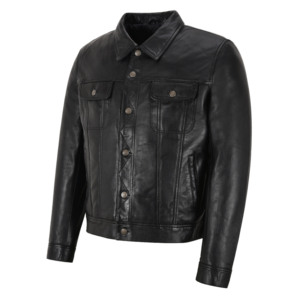 Custom 100% Genuine Soft Nappa Leather <b>Men</b>’s <b>Jacket</b> Tailored Fit Custom Logo Private Label OEM Wholesale Casual Trucker Style - Product Image 2