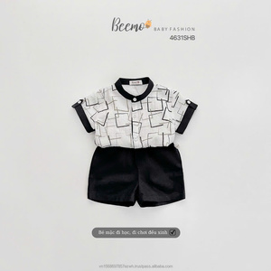 Collection de Vêtements d'Été Décontractés pour Enfants : Ensemble Haut et Short pour Bébés Garçons et Tout-Petits - Chemises et Shorts Mandarin pour Garçons - Fournisseur de Premier Plan - Product Image 4