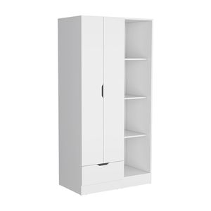 Armoire blanche Memphis avec étagères de rangement à 4 niveaux et 1 tiroir Solution d'organisation élégante - Product Image 4