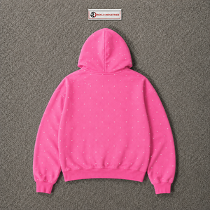 Sweat-shirt à capuche rose avec motif abeille en strass, coupe oversize, streetwear, en coton délavé, unisexe, mode urbaine décontractée - Product Image 6