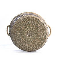 Ensemble de 2 paniers Bolga en jonc de mer, faits à la main, paniers de rangement, vente en gros, écologiques, fabriqués au Vietnam