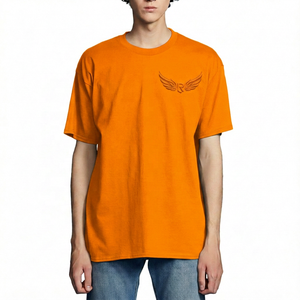 Camiseta Negra de Manga Corta para Hombre con Logotipo de Alas en Relieve, Cuello Redondo, Corte Regular, Estilo Casual - Product Image 6