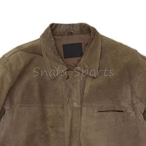 Chaqueta de gamuza para hombre lista para enviar o OEM, estilo camisa de moda, chaqueta bomber de cuero vacuno y de oveja auténtico para hombre - Product Image 5