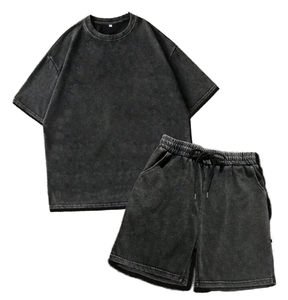 Premium Quality Custom Streetwear Clothing Manufacturer Summer Jogging <b>Knitted</b> 220 GSM 100% Organic Cotton Breathable Short <b>Set</b> - Product Image 5