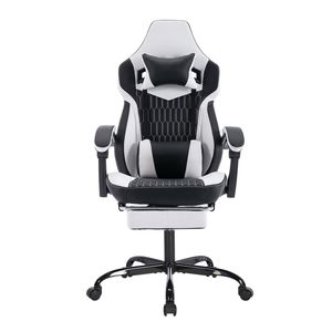 Sedia da Ufficio Ergonomica in Pelle PVC con Schienale Alto, Poggiatesta e Supporto Lombare, Stile Racing, Include Poggiapiedi - Product Image 1