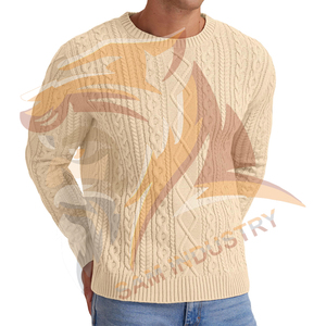 Suéteres de hombre 100% lana transpirable, suéteres de invierno holgados de color sólido con cuello redondo y manga larga, suéteres de punto personalizados para hombre - Product Image 4
