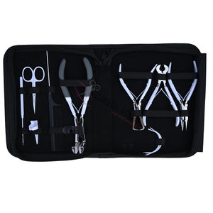 Kit complet d'outils pour extensions de cheveux blancs avec applicateur de ruban adhésif, colle à la kératine, coupe-bandes, outil à boucle, mini-ciseaux, aiguilles - Product Image 1