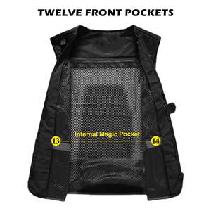<b>Men's</b> <b>Black</b> Mesh Utility Vest Multi Pocket Zipper Closure Breathable Outdoor <b>Waistcoat</b> for Fishing Hunting Camping - Product Image 6