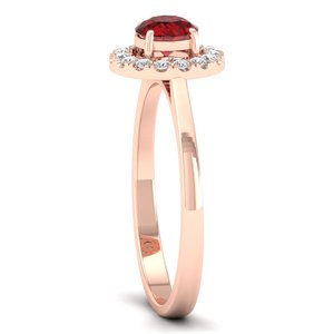Bague de fiançailles REYES, dernier design, or 14 carats, diamant certifié IGI, pierre précieuse grenat 0,5 carat, cadeau d'anniversaire, bijoux de luxe - Product Image 3