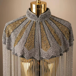 Handmade Luxury 3D Fringe Tassel Decor Crystal Glass Beaded Dance <b>Skirt</b> with Glowing Rhinestones and Lace Trim Sew-On Garments - Product Image 1