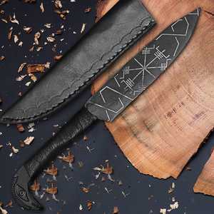 Cuchillo de Caza Moderno Hecho a Mano con Empuñadura de Cabeza de Cuervo Odin, Hoja de Acero Inoxidable de Espiga Completa, Funda, Ecológico y Apto para Lavavajillas - Product Image 4