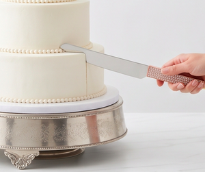 Rose Gold Curved <b>Cake</b> <b>Server</b> With Micro Crystal Handles Ideal For Serving Spatula And Knife Ceremony And Wedding - Product Image 6