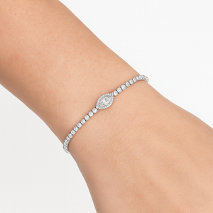 Pulsera de tenis de plata de ley 925 hecha a mano con diamantes marquise cultivados en laboratorio, joyería fina de lujo, personalizada OEM, marca privada - Product Image 6