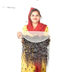 Nouveau produit Qualité authentique 16 "-pouces 1 Frontal 13*4 Curly prix de gros extensions de cheveux humains indiens non traités avec naturel - Product Image 1