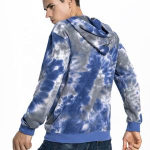 Pull-over à capuche avec fermeture éclair personnalisé de haute qualité coupe ajustée pour hommes veste à capuche brodée impression tie-dye avec poches kangourou sur le devant - Product Image 4