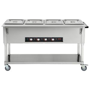Scaldavivande Professionale Commerciale a 4 Vasche 20.6QT, Tavolo Elettrico a Vapore 2000W, Attrezzatura per Mantenimento Calore con 4 Ruote per Buffet - Product Image 1