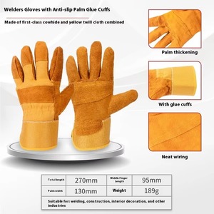 Gants de soudage de qualité supérieure, résistants à la chaleur, gants de barbecue en cuir de vachette, gants de travail pour soudeurs - Product Image 3