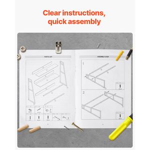 Organizzatore da Scrivania a 2 Livelli dal Design Moderno 95 cm x 32 cm x 90 cm, Colore Legno, Scaffale per Ufficio con Ripiano Espositivo per Scrivania Camera da Letto - Product Image 5