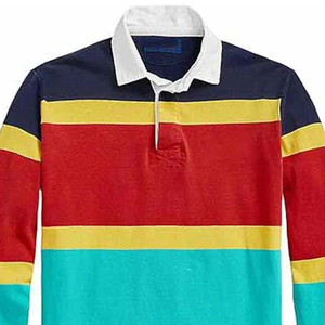 Polo de Punto a Rayas con Bloques de Color de Manga Larga para Hombre, Estilo Casual, Corte Regular - Product Image 4