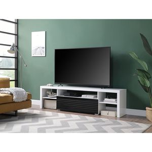 Supporto per TV a 3 scaffali bianco e nero lucido per mobili dal design elegante ed elegante - Product Image 1