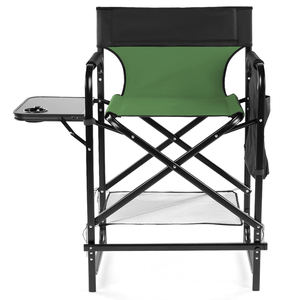 26-Inch Tall Directors Chair with Footrest 4Portable Bar Height Folding <b>Camping</b> Chair with Cup Holder & Side Table <b>Storage</b> - Product Image 2