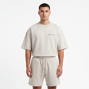 Ensemble de survêtement 2 pièces pour homme, nouvelle collection été, coupe ample, t-shirt à manches courtes et short, personnalisable avec logo – Vente chaude - Product Image 1