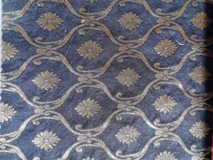 Tissu brodé floral bleu, textile à motif floral tissé, matériau pour vêtements et décoration intérieure - Product Image 1