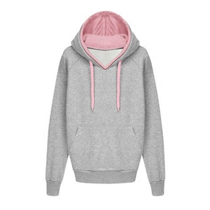 Sudadera con Capucha Rosa para Mujer, Color Sólido, Casual, Manga Larga, 100% Algodón Tejido, Transpirable, Impermeable, Ecológica, para Invierno - Product Image 2