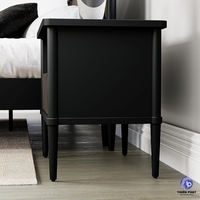 Table de chevet moderne en bois massif avec tiroir à motif en chevrons et rangement ouvert