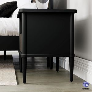 โต๊ะข้างเตียงไม้จริงสไตล์โมเดิร์น พร้อมลิ้นชักลายก้างปลาและช่องเก็บของแบบเปิด - Product Image 2