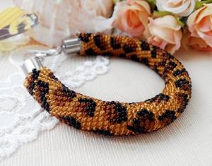 สร้อยข้อมือเงินแท้ประดับลูกปัดลายเสือดาว ปรับขนาดได้ หรูหรา ชุบเงิน ของขวัญวันครบรอบสำหรับผู้หญิง - Product Image 3