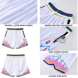 Nouvel uniforme de basket-ball national, couleur noire, style vintage, shorts de basket-ball pour femmes et hommes, 100% coton, toile solide - Product Image 3