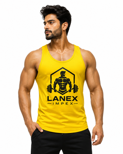 Débardeur de sport jaune personnalisé pour homme – Maillot de fitness sans manches, gilet de musculation, chemise d'entraînement à séchage rapide, vêtement de sport athlétique - Product Image 2