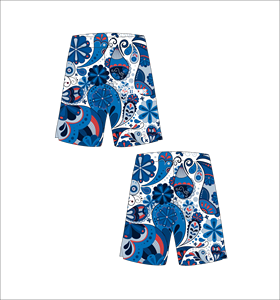 Shorts de bain pour hommes grande taille, motif paisley imprimé, taille élastique, décontractés, bleu, blanc, rouge - Product Image 1