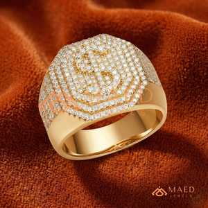 Gold Tone Iced Out Moissanite <b>Ring</b> for Men Hip Hop Cluster <b>Statement</b> <b>Ring</b> Luxury Diamond Look Jewelry Band - Product Image 2