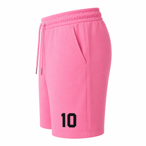 <b>Men's</b> <b>Pink</b> Cotton Sweat <b>Shorts</b> with Drawstring Closure Front Logo Eco-Friendly Casual Sport Style High Quality - Product Image 4